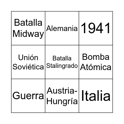 WW2 BINGO- SPANISH Bingo Card