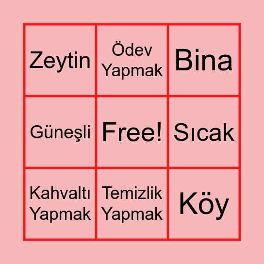 B   İ    N    G    O Bingo Card