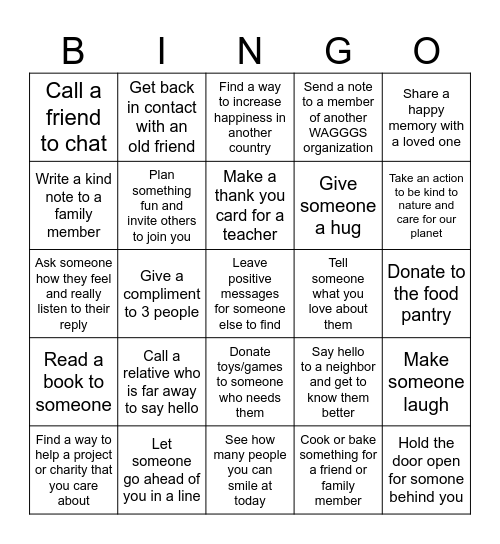 Spread happiness Bingo Card