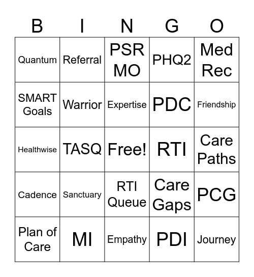 PCG Bingo Card