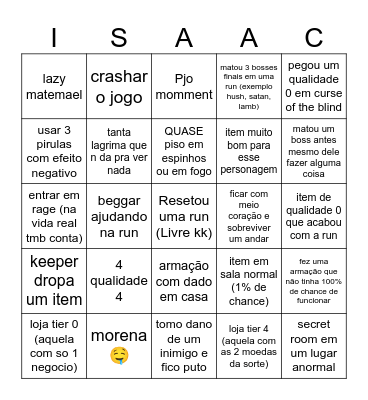 bingo do jogo da criança que chora Bingo Card