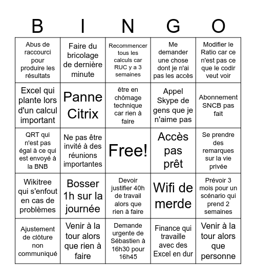 Bingo Belfius Bingo Card