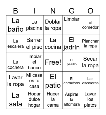 Spanish Bingo Card