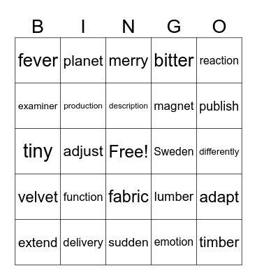 4th Challenge Bingo Card