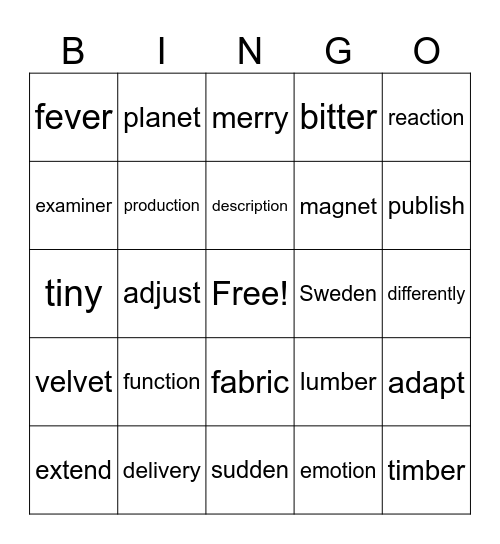4th Challenge Bingo Card