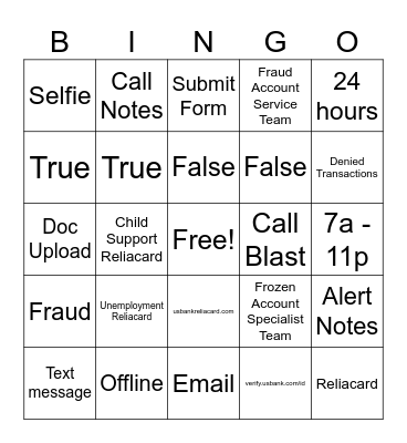 FAST Bingo Card