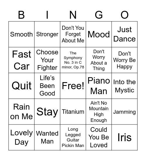 Boogie Bingo Card