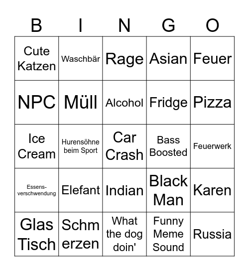 Unusual Memes Bingo Card