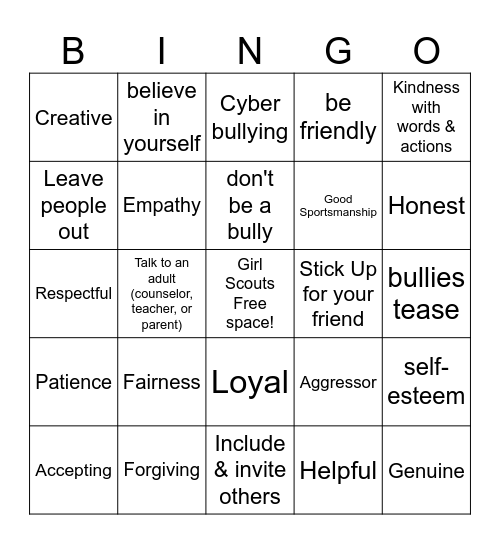 FRIENDSHIP Bingo Card