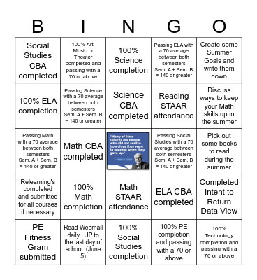 End of Year BINGO -- You can finish early! Bingo Card