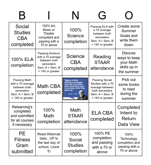 End of Year BINGO -- You can finish early! Bingo Card