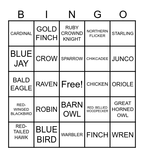 Birds! Bingo Card