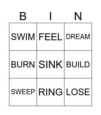 Irregular Verbs - GROUPS 1 & 2 Bingo Card