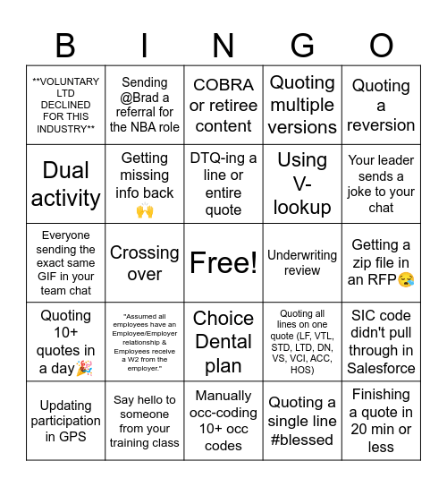 Quoting Bingo! Bingo Card