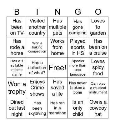 Connection Bingo Card