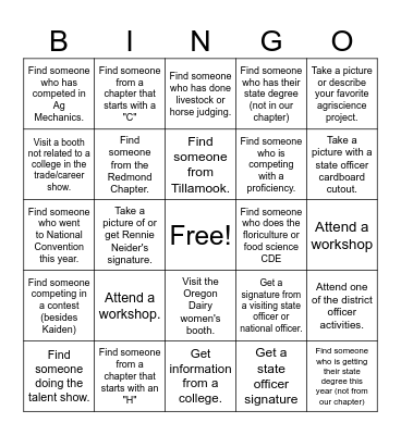 2024 State Convention Bingo Card