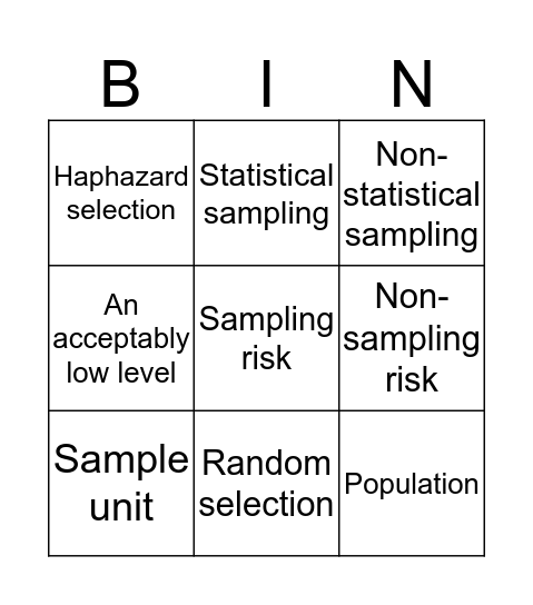 Audit Sampling Bingo Card
