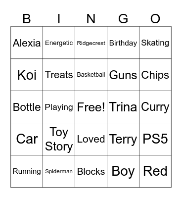 KONNER Bingo Card