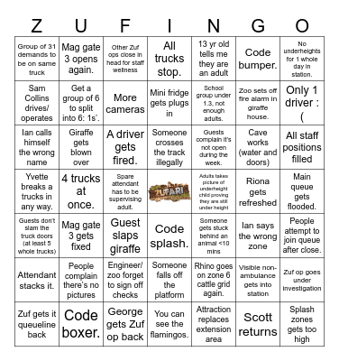 Zufingo Bingo Card