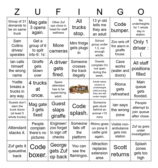 Zufingo Bingo Card