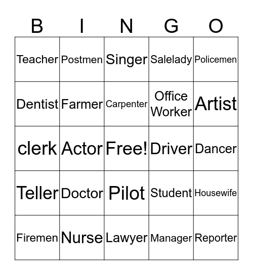 Job Bingo  Bingo Card