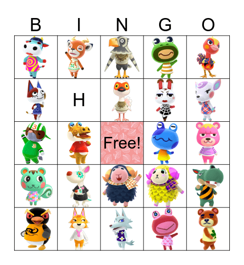 animal crossing villager hunt Bingo Card