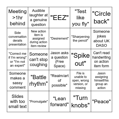 FTCC Bingo Card