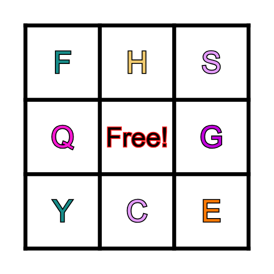 Chicka Chicka ABC Bingo Card