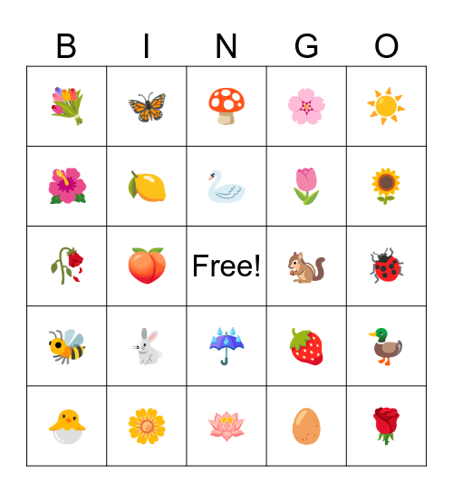 SPRING-O Bingo Card