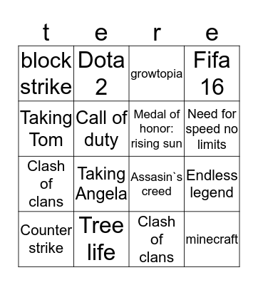 arvuti mängud Bingo Card