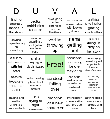 UNHOLY HOLI 😁🤘🏽⁉️ Bingo Card