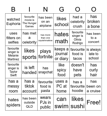LOUD Bingo Card