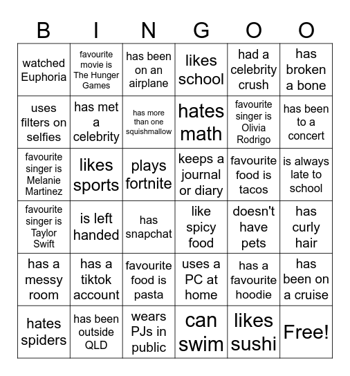 LOUD Bingo Card