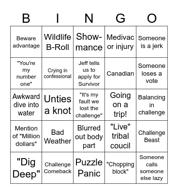 Survivor 46 Episode Bingo Card