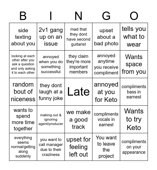 Bipolar Bingo Card