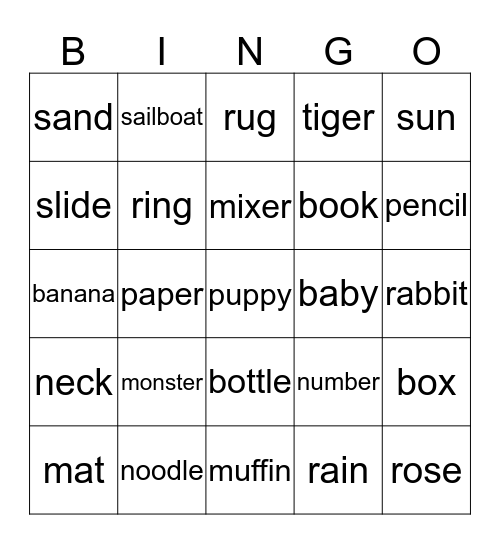 Rainbow Bridge English Bingo Card
