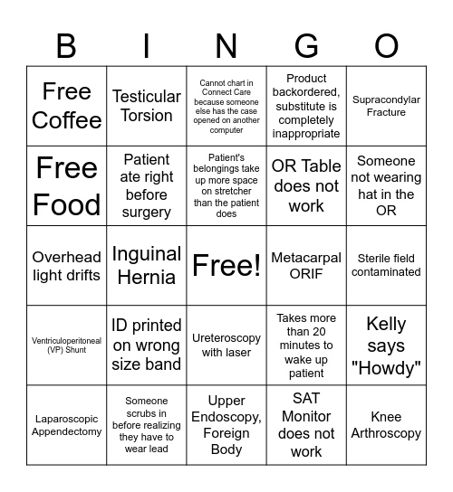 ACH OR Bingo Card Bingo Card