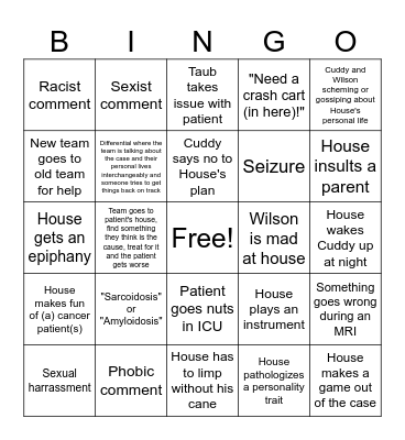 House MD Bingo Card