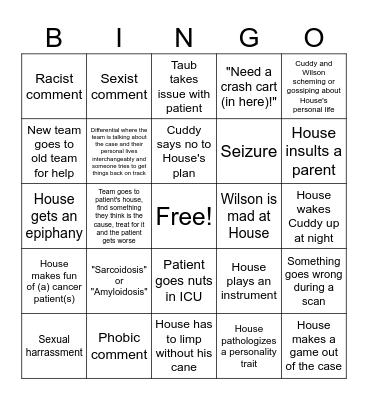 House MD Bingo Card