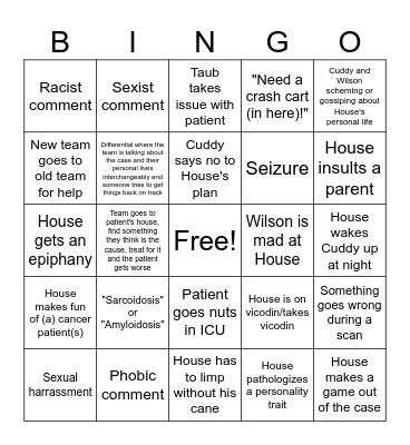 House MD Bingo Card