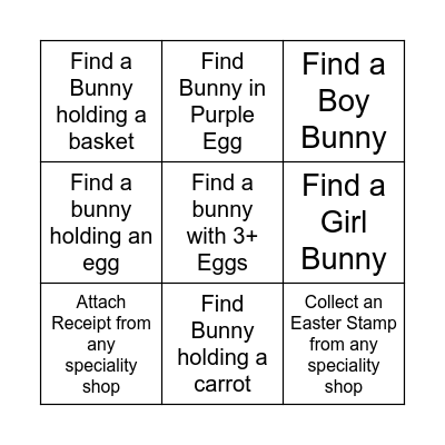 Bingo Bunny Bonanza Bingo Card