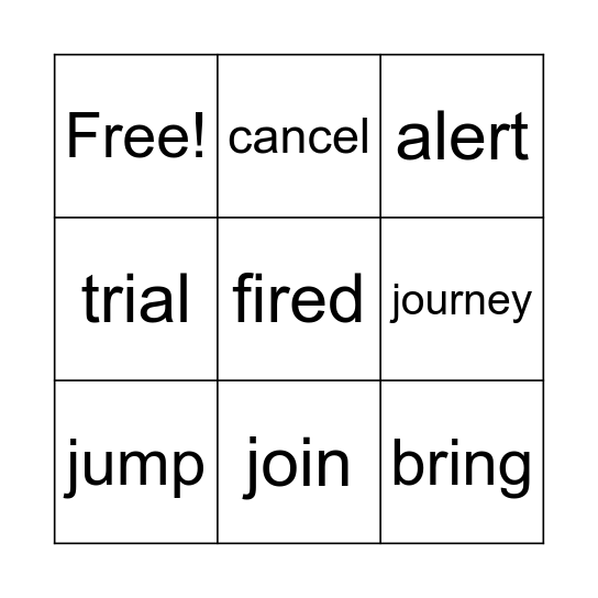 Word Bingo Card