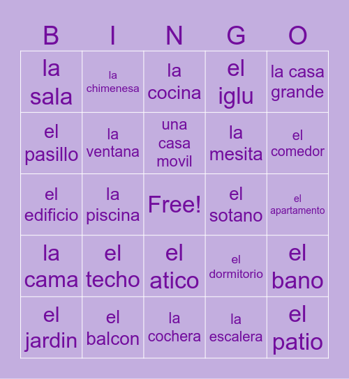 La Casa Bingo Card