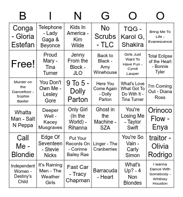 Women in Music Bingo Card