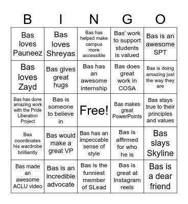 Bas Appreciation Bingo Card