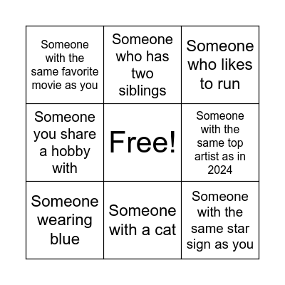 Get to Know You Bingo Card
