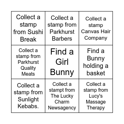 Bingo Bunny Bonanza Bingo Card