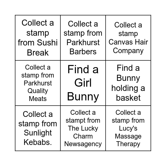 Bingo Bunny Bonanza Bingo Card