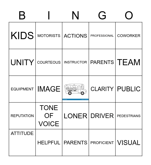 PROFESSIONAL SCHOOL BUS DRIVER Bingo Card