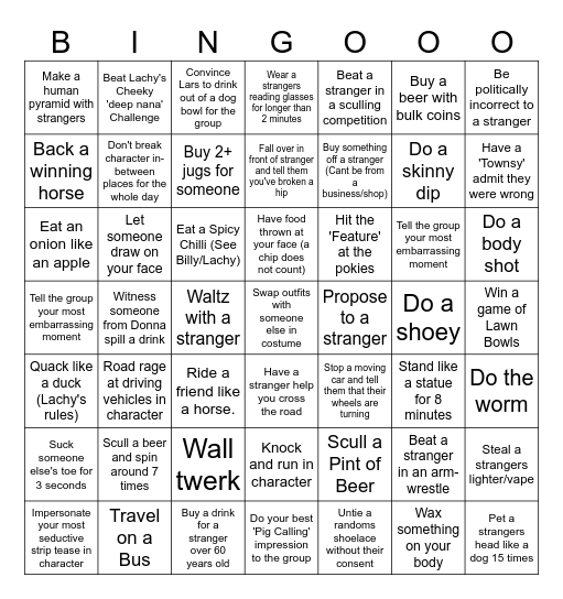 Lachy & Billy's Retirement Village Bingo Card